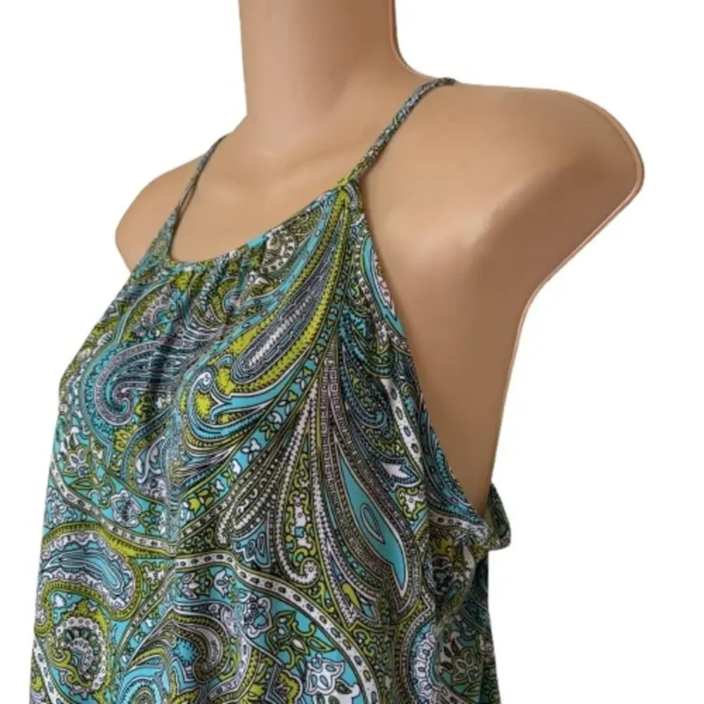 Michael Michael Kors Women's Print Dress NWT Sz Large Blue Green‎ Sleeveless